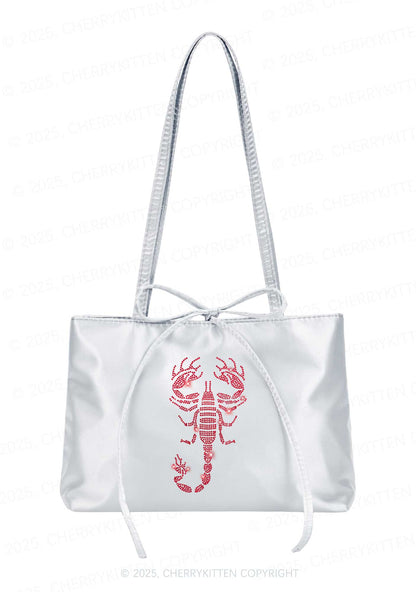 hinestone Red Scorpion Y2K Satin Bags Cherrykitten
