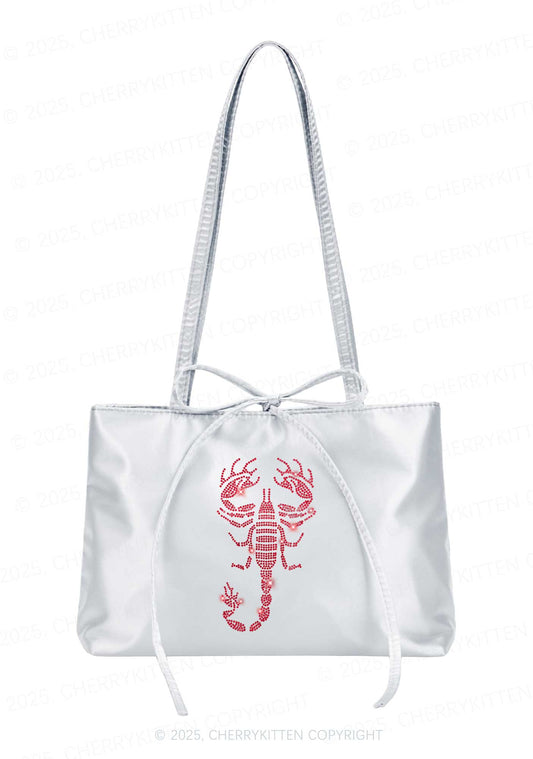 hinestone Red Scorpion Y2K Satin Bags Cherrykitten