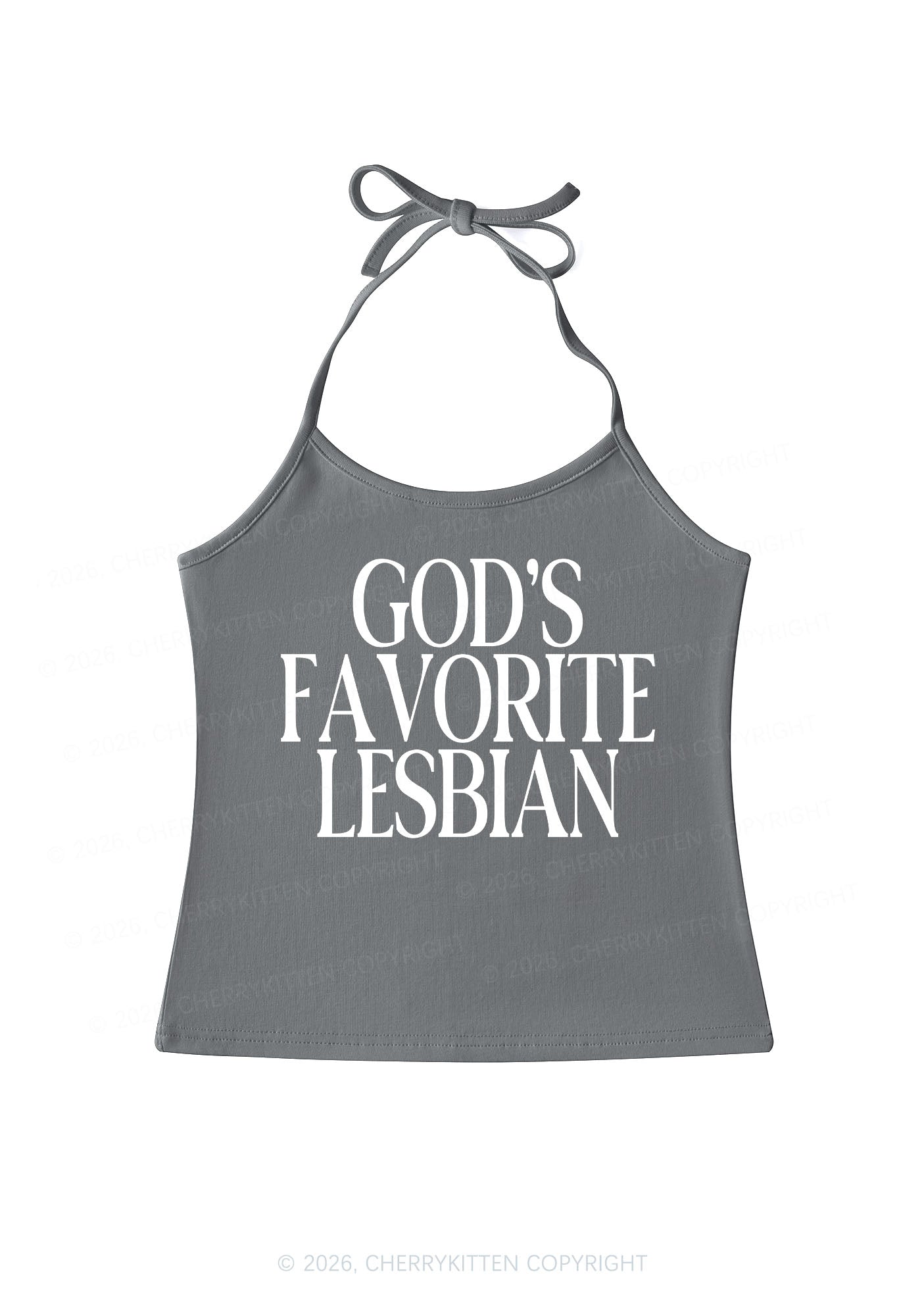 Gods Favorite Lesbian Pride Y2K Halter Neck Cami Cherrykitten