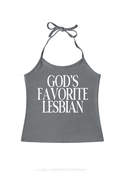 Gods Favorite Lesbian Pride Y2K Halter Neck Cami Cherrykitten
