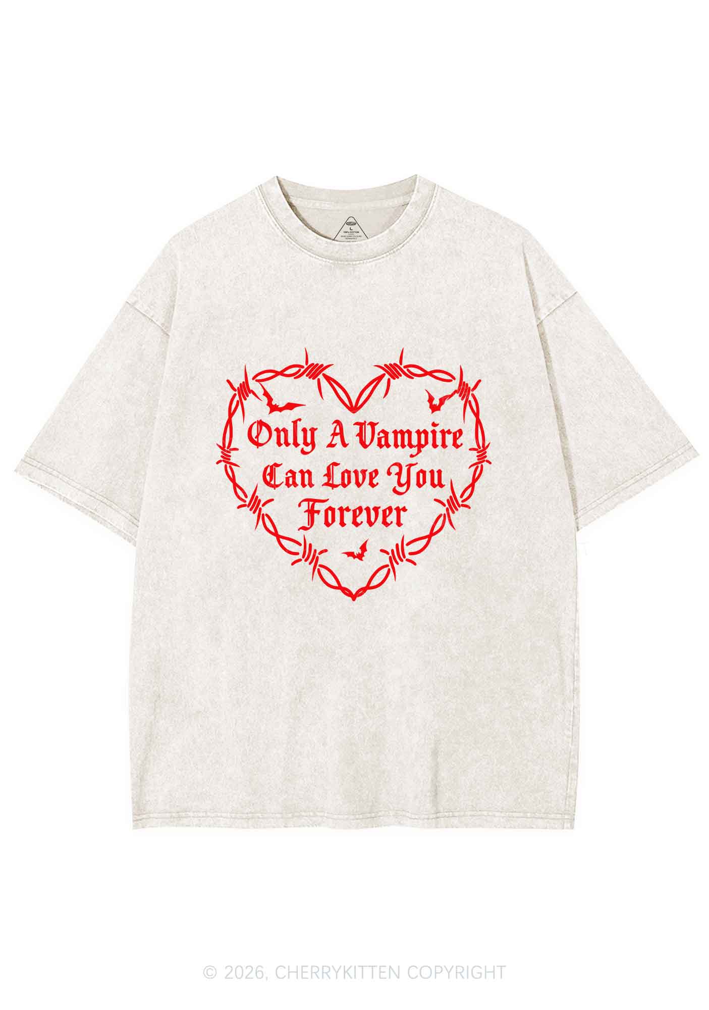 Halloween Vampire Love You Forever Y2K Shirts Washed Tee Cherrykitten