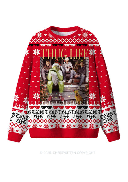 Thug Life Y2K Christmas Knit Sweatshirt Cherrykitten