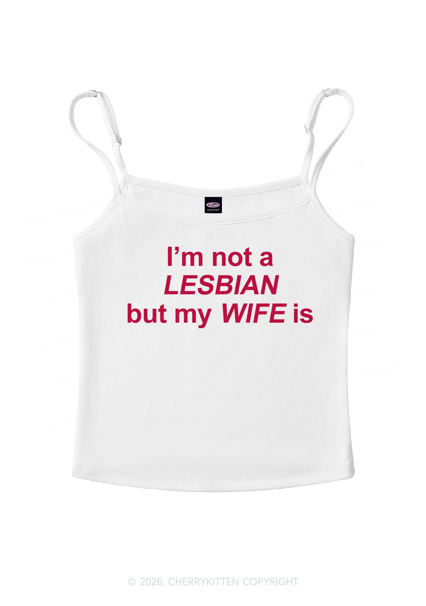 Im Not A Lesbian Pride Y2K Spaghetti Strap Cami Cherrykitten