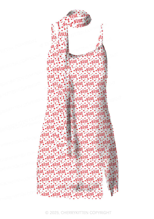 Slxt Red Heart Y2K Mesh Slip Dress Cherrykitten