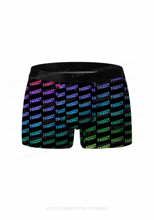 Neon Rainbow Faggot Pride Y2K Print Men Boxer Briefs Cherrykitten
