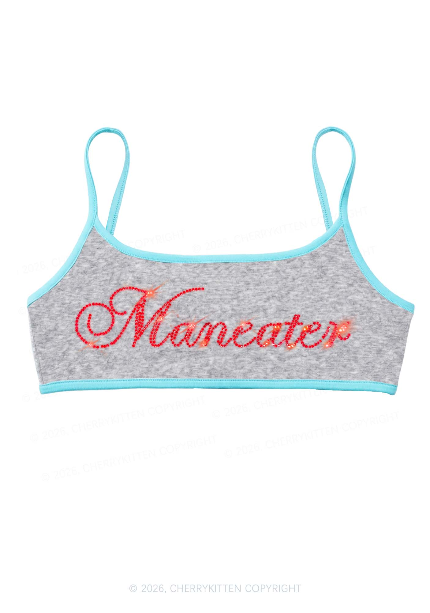 Rhinestone Maneater Y2K Super Crop Cami Cherrykitten