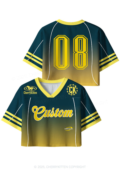 Custom Name Gradient Navy Y2K Crop Sport Jersey Shirts Cherrykitten