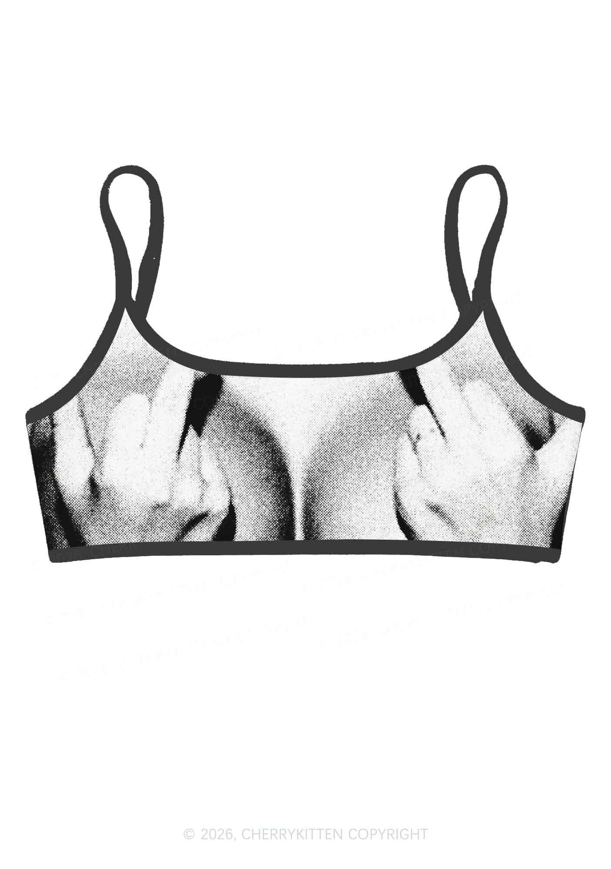 Middle Finger Bxxbs Y2K Print Super Crop Cami Cherrykitten