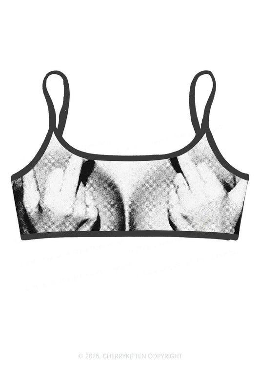 Middle Finger Bxxbs Y2K Print Super Crop Cami Cherrykitten