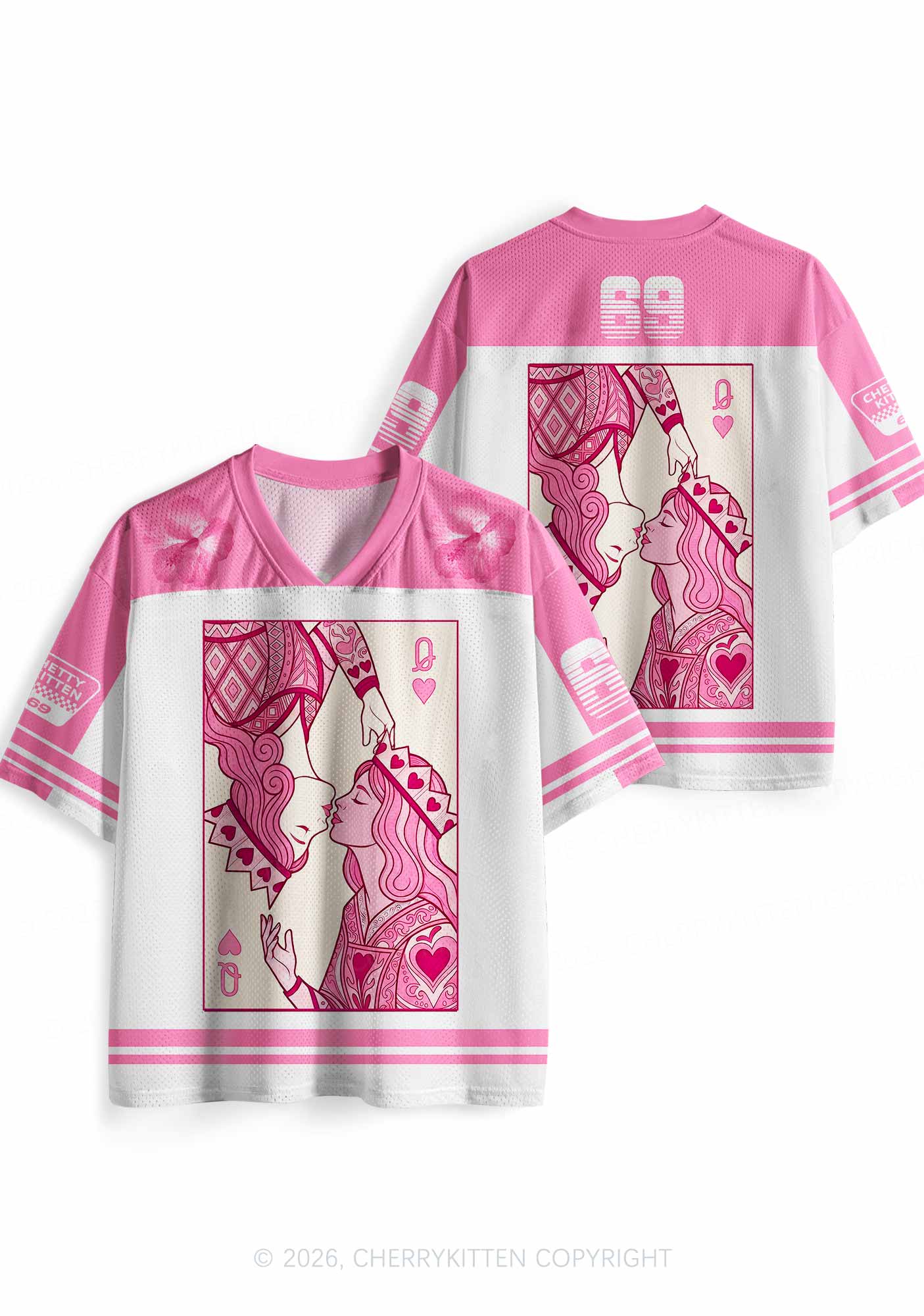 Two Pink Queens Kissing Pride Y2K Sport Jersey Shirts Cherrykitten
