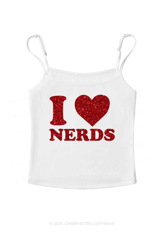 Glitter I Love Nerds Y2K Spaghetti Strap Cami Cherrykitten