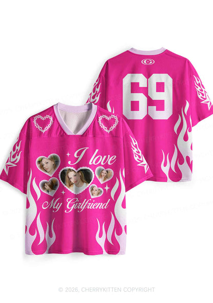 Hot Pink Custom GF BF Photo Y2K Sport Jersey Shirts Cherrykitten