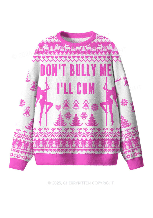 Pink Dont Bully Me Y2K Christmas Knit Sweatshirt Cherrykitten