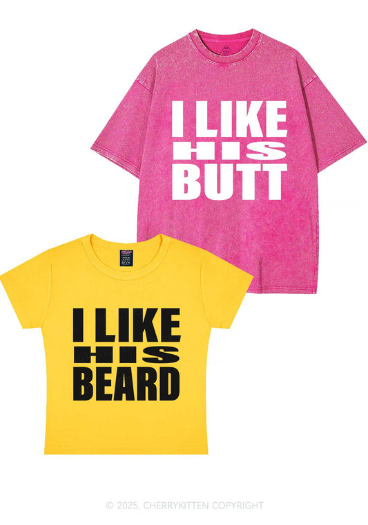 I Like His Beard Y2K Valentine's Day Couple Shirt Cherrykitten