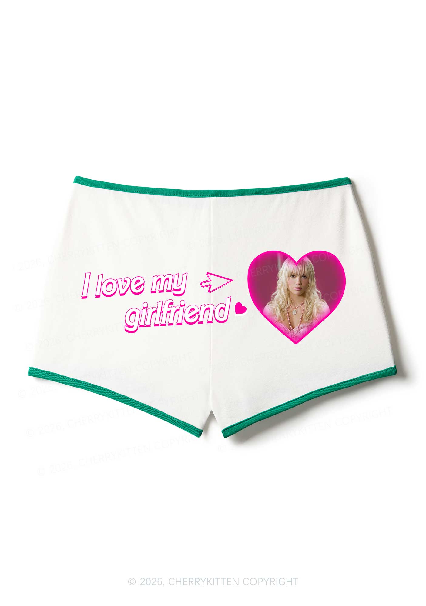Custom I Love My GF BF Valentine's Day Y2K Booty Shorts Cherrykitten