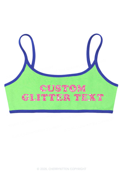 Custom Glitter Text Y2K Super Crop Cami Cherrykitten