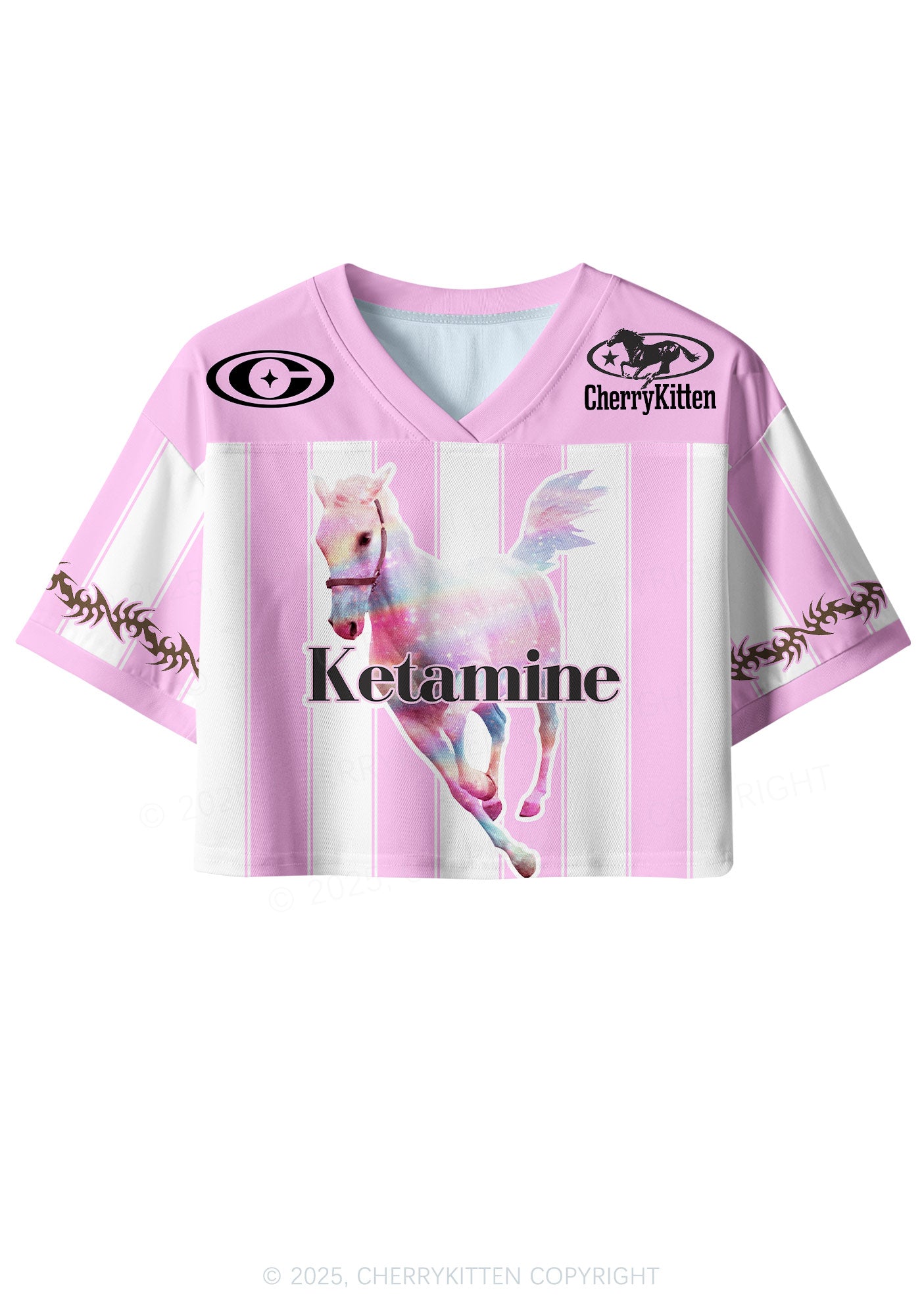 Custom Pink Horse Y2K Crop Sport Jersey Shirts Cherrykitten