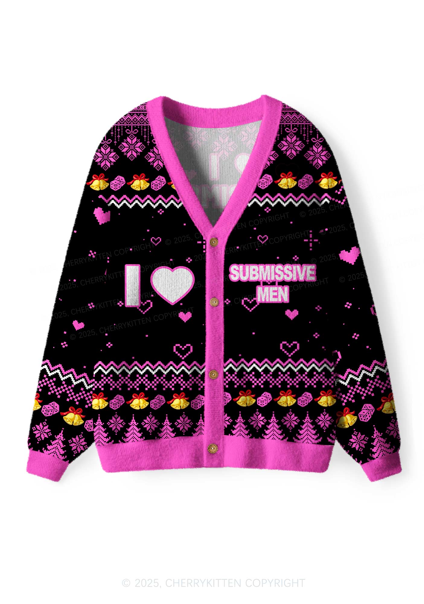 I Love S Men Y2K Christmas Cardigan Knit Sweatshirt Cherrykitten