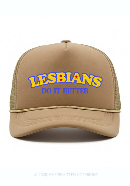 Lesbians Do It Better Pride Y2K Trucker Hat Cherrykitten
