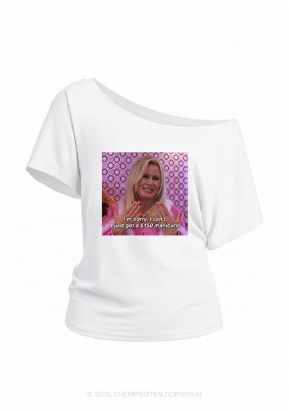 I Just Got Manicure Y2K Off Shoulder Tee Cherrykitten
