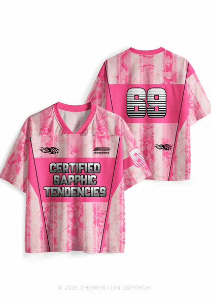 Certified Sapphic Tendencies Pride Y2K Sport Jersey Shirts Cherrykitten