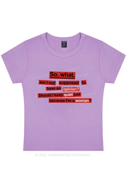 Curvy Opinion Quiet Woman Y2K Baby Tee Cherrykitten