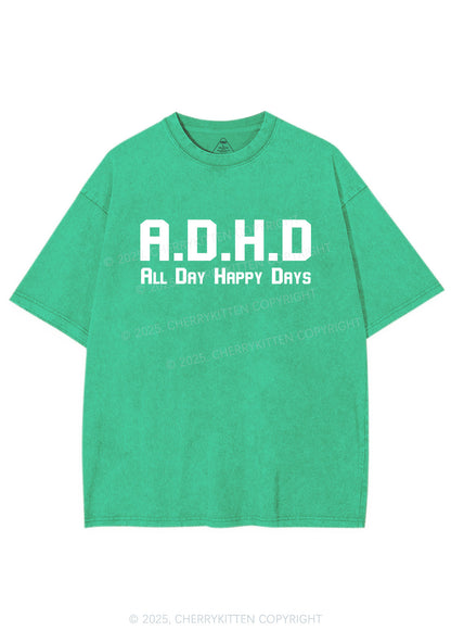 All Day Happy Days Y2K Shirts Washed Tee Cherrykitten