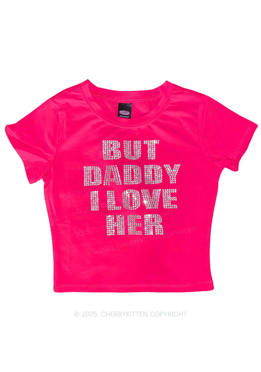 Rhinestone But Daddy I Love Her Pride Y2K Baby Tee Cherrykitten