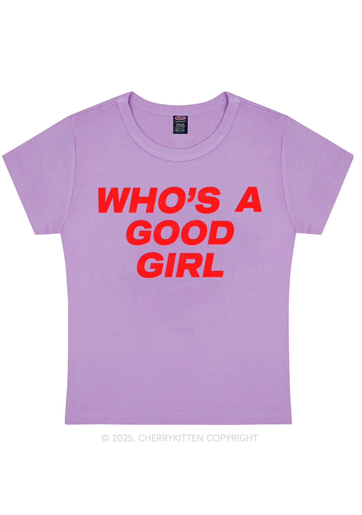 Curvy Whos A Good Girl Y2K Baby Tee Cherrykitten