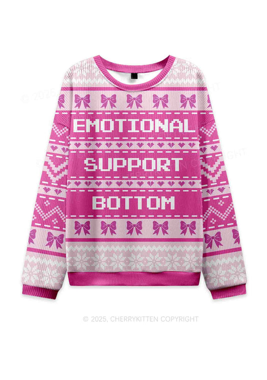 Emotional Support Bottom Pride Y2K Christmas Knit Sweatshirt Cherrykitten