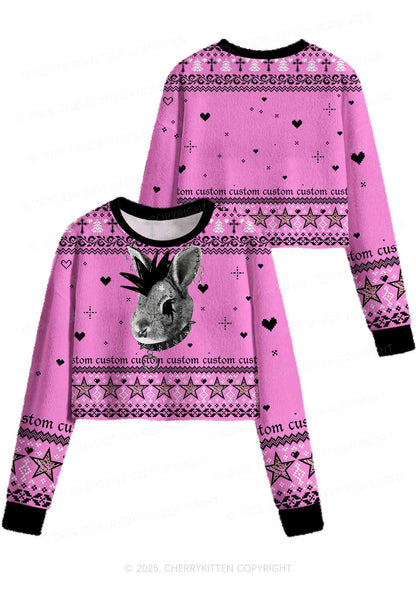 Custom Punk Pet Y2K Christmas Crop Knit Sweatshirt Cherrykitten