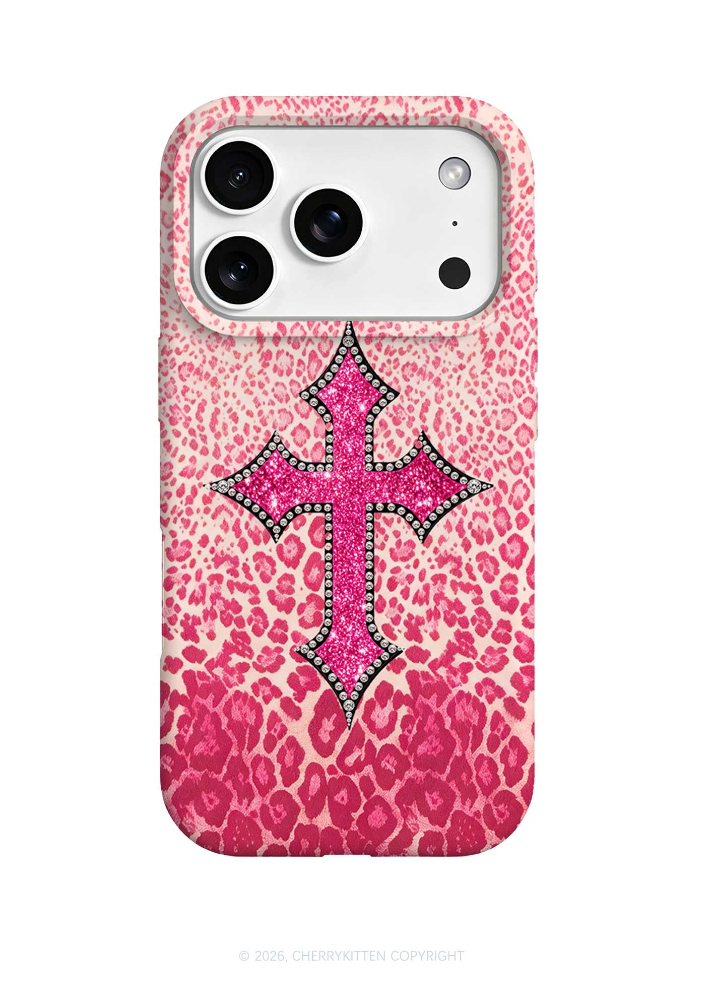 Halloween Pink Leopard Cross Y2K Phone Case Cherrykitten