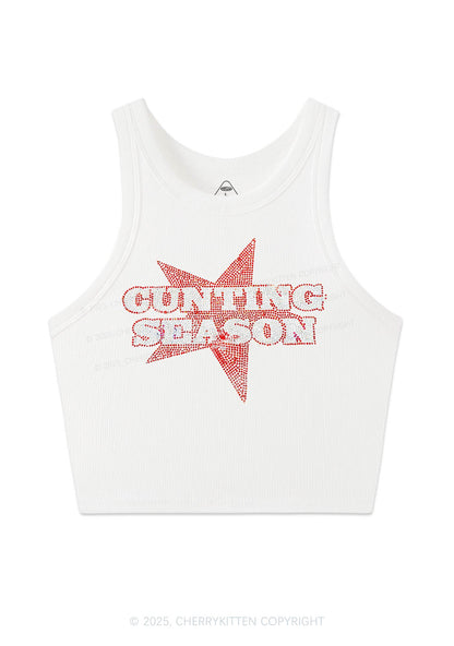 Rhinestone Cunting Season Y2K Crop Tank Top Cherrykitten