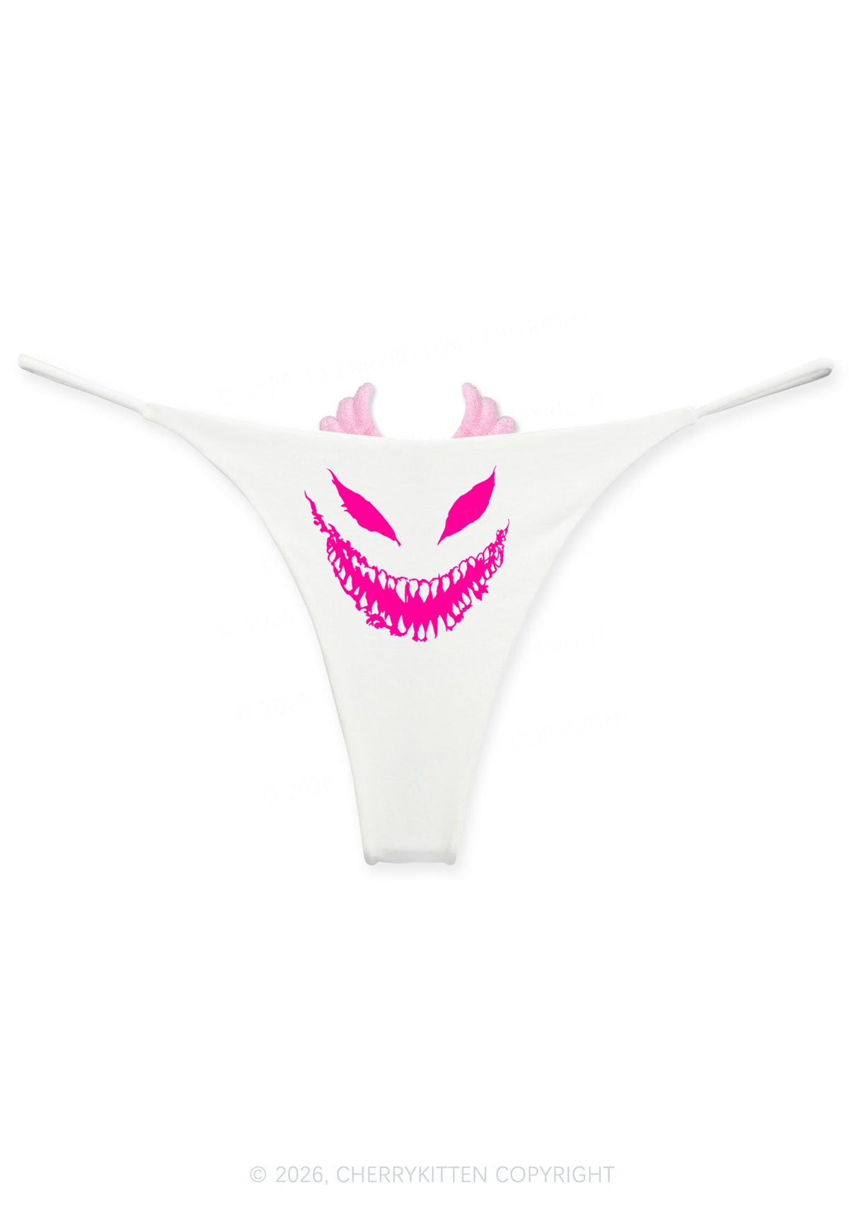 Halloween Smiling Silhouette Y2K Goth Angel Wings Bikini String Thong Cherrykitten