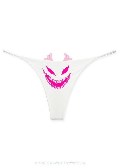 Halloween Smiling Silhouette Y2K Goth Angel Wings Bikini String Thong Cherrykitten
