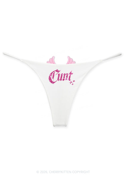Glitter Special Cxxt Y2K Goth Angel Wings Bikini String Thong Cherrykitten