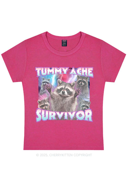 Tummy Ache Survivor Raccoon Y2K Baby Tee Cherrykitten