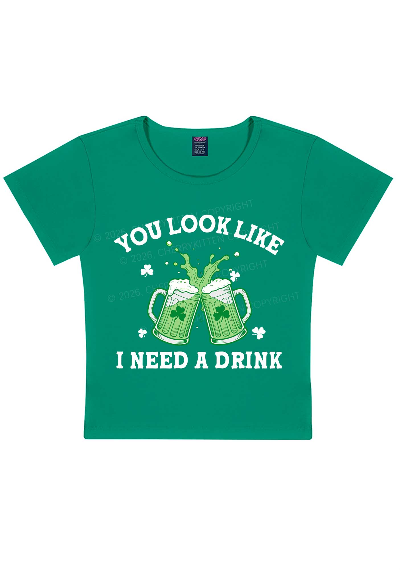 I Need A Drink St Patricks Y2K Baby Tee Cherrykitten