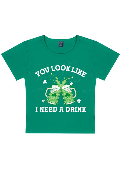 I Need A Drink St Patricks Y2K Baby Tee Cherrykitten