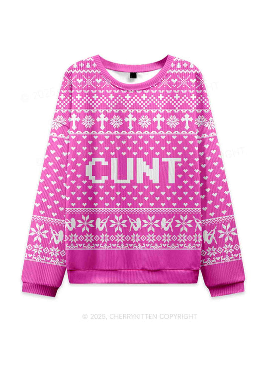 Pink Cxxt Y2K Ugly Sweater Cherrykitten