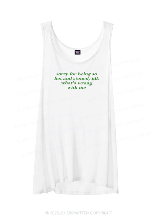 Sorry For Being Hot And Stoned Y2K Sheer Boyfriend Tank Cherrykitten