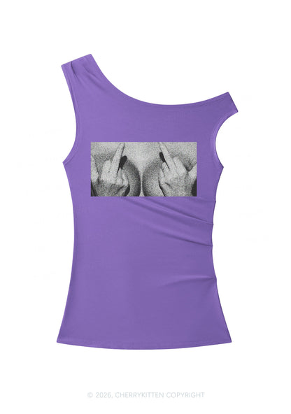 Middle Finger Bxxbs Y2K Off Shoulder Tank Top Cherrykitten