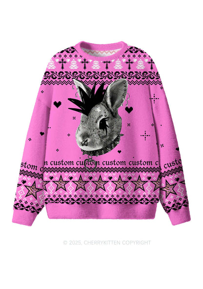 Custom Punk Pet Y2K Christmas Knit Sweatshirt Cherrykitten