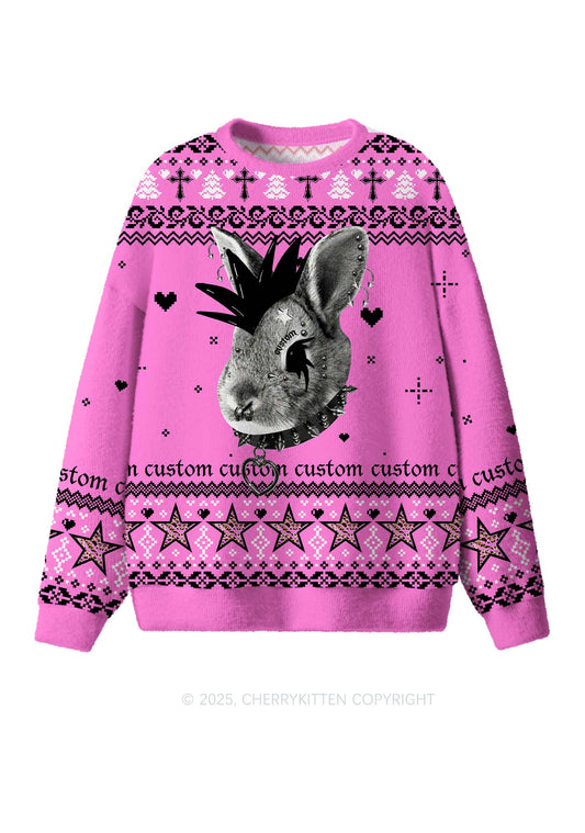 Custom Punk Pet Y2K Christmas Knit Sweatshirt Cherrykitten