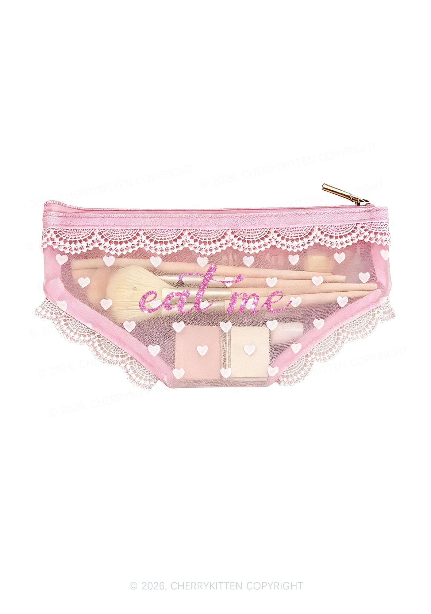 Glitter Eat Me Y2K Briefs Shape Cosmetic Pouch Cherrykitten