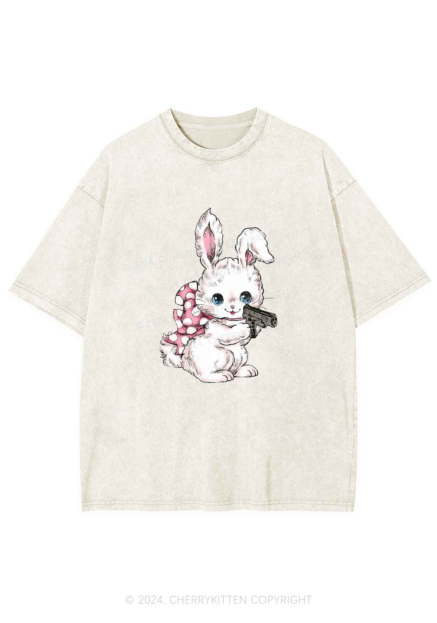 Bunny Shooting Y2K Washed Tee Cherrykitten