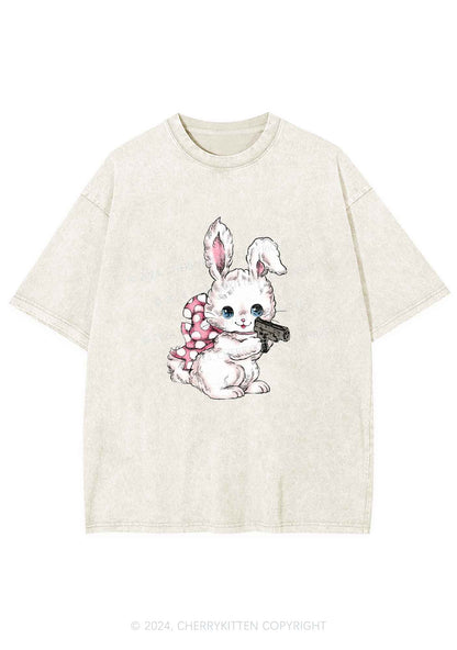Bunny Shooting Y2K Washed Tee Cherrykitten