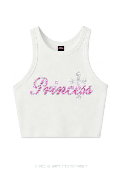 Rhinestone Princess Cross Y2K Crop Tank Top Cherrykitten