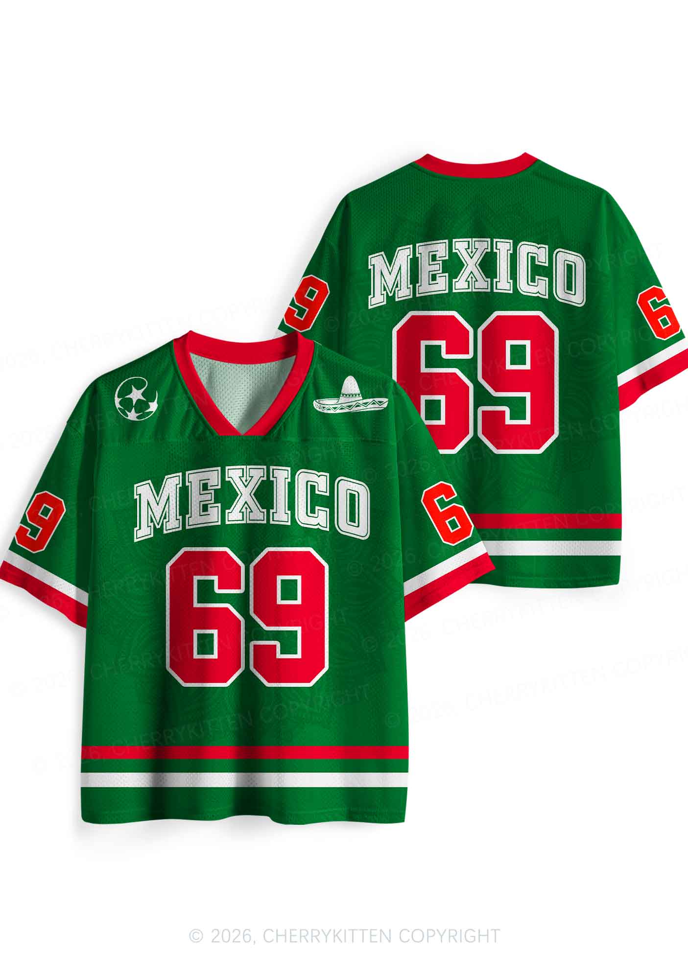 Custom Green Mexico Sombrero Y2K Sport Jersey Shirts Cherrykitten