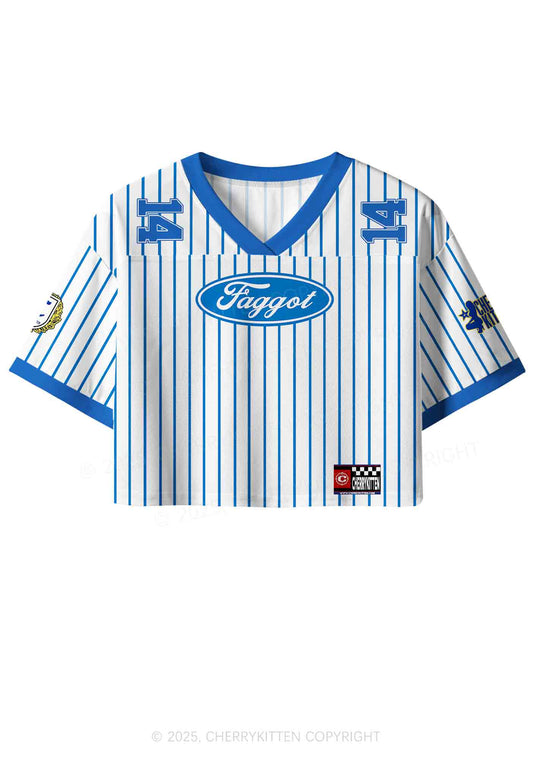 Custom Blue Faggot Pride Y2K Crop Sport Jersey Shirts Cherrykitten